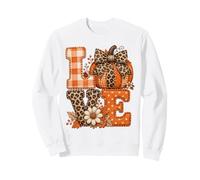 Lettres d'automne rustiques Citrouille léopard Vichy Sweatshirt
