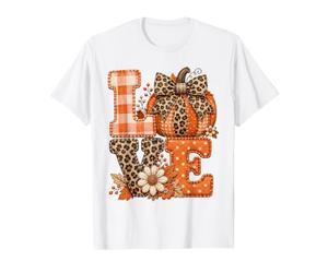 Lettres d'automne rustiques Citrouille léopard Vichy T-Shirt