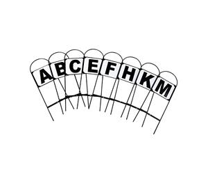lettres de dressage Abcefhkm 69 cm acier noir 8-pièces
