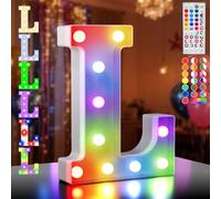 Lettres de l'alphabet à LED, 34 couleurs changeantes avec télécommande, lettre lumineuse L