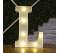 Lettres de l'alphabet à LED en plastique blanc pour décoration debout de 0 à 9 (lettre L)