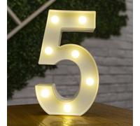Lettres de l'alphabet à LED en plastique blanc pour décoration debout de 0 à Z (chiffre 5)