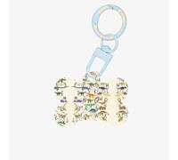 Lettres de l'alphabet d'apprentissage élégantes avec impression de dinosaures en acrylique - Décoration en forme d'os de chien, porte-clés pour les vacances pour les amoureux des animaux de compagnie