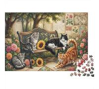 Lettres de Loin et Chats Puzzle en Bois 1000 Pièces Adultes Et Enfants,Dès 14 Ans,Anti-Stress,Déco Murale,Casse-tête,Premium,Bois, Jeu Éducatif,Défi,Détente (75x50cm)