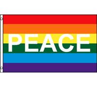 Lettres De Paix Rainbow Drapeaux Décoratifs D'Extérieur 90X150Cm Double Face Drapeau Couleurs Éclatantes Bannière Amusante D'Extérieur Pour Porte Événement Plage