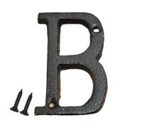 Lettres de porte en fonte noire antique « B » à visser, chiffres audacieux et élégants adaptés pour portes en bois, uPVC et composite