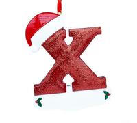 Lettres décoratives de Noël avec chapeau rouge, lettres personnalisées d'intérieur pour sapin de Noël, décorations à suspendre à faire soi-même (X)