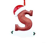 Lettres décoratives de Noël avec chapeau rouge, lettres personnalisées d'intérieur pour sapin de Noël, décorations suspendues à suspendre à faire soi-même (taille S)