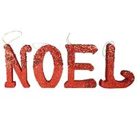 Lettres Décoratives NOEL Pailletées Rouges, 34 cm x 13 cm, Suspendues ou à Poser, Lot de 4 Lettres Géantes N O E L