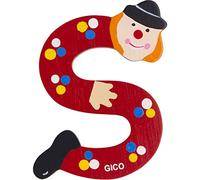 Lettres en bois nom chambre d'enfant grande déco pour la porte, clowns amusants, A-Z, hauteur env. 9 cm, lettre en bois 7361 (S)