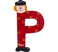 Lettres en bois nom chambre d'enfant grande déco pour la porte, clowns amusants, A-Z, hauteur env. 9 cm, lettre en bois 7361 (P)