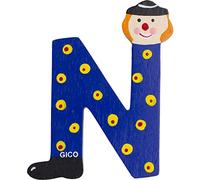 Lettres en bois nom chambre d'enfant grande décoration pour la porte, clowns drôles, A-Z, hauteur env. 9 cm, lettre en bois 7361 (N)