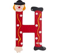 Lettres en bois pour chambre d'enfant - Grande décoration pour la porte - Clowns amusants de A à Z - Hauteur : environ 9 cm - Lettre en bois 7361 (H)