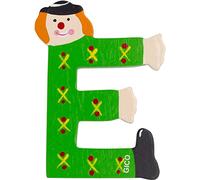 Lettres en bois pour chambre d'enfant - Grande décoration pour la porte - Motif clowns amusants de A à Z - Hauteur : environ 9 cm - Lettre en bois 7361 (E)