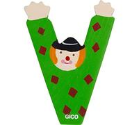 Lettres en bois pour chambre d'enfant - Grande décoration pour la porte - Motif clowns amusants de A à Z - Hauteur : environ 9 cm - Lettre en bois 7361 (V)