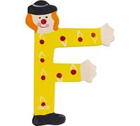 Lettres en bois pour chambre d'enfant - Grande décoration pour la porte - Motif clowns amusants de A à Z - Hauteur : environ 9 cm - Lettre en bois 7361 (F)