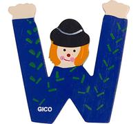 Lettres en bois pour chambre d'enfant - Grande décoration pour la porte - Motif clowns amusants de A à Z - Hauteur : environ 9 cm - Lettre en bois 7361 (W)