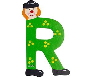 Lettres en bois pour chambre d'enfant - Grande décoration pour la porte - Motif clowns amusants de A à Z - Hauteur : environ 9 cm - Lettre en bois 7361 (R)