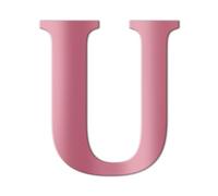 Lettres et chiffres de 5 cm en méthacrylate miroir ou paillettes (U, miroir rose)