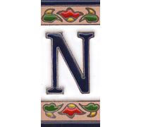 Lettres et chiffres en céramique - Motif piments mexicains - Dimensions des carreaux : 7,5 x 3,5 cm - 3 à 10 cadres (lettre N)