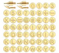 Lettres et chiffres en laiton, avec pointe brûlante, Alphabet/symbole pour bricolage, sculpture en gaufrage, 56 pièces/ensemble