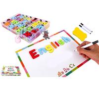 Lettres et Chiffres Magnétiques,Lettres et Chiffres Magnétiques pour Enfants,104 Lettres,10 Numéros et 7 Symboles,Aimants pour Enfants,1 Boîtes,Un Tableau Magnétique,des Marqueurs et Une Brosse