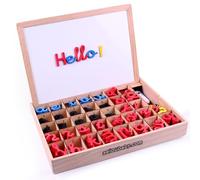 Lettres et Chiffres Magnétiques Montessori | Alphabet Cursif avec Majuscules, Minuscules et Nombres en Mousse EVA | Ardoise Réversible et Boîte en Bois | Jeu Éducatif Lecture et Écriture