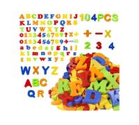 Lettres et chiffres magnétiques - Non toxiques - 104 pièces - 5 couleurs - Pour enfants à partir de 3 ans