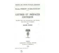 LETTRES ET PREFACES CRITIQUES PERROT D'ABLANCOURT (Auteur)