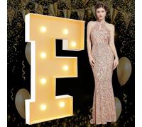 Lettres F géantes lumineuses pour chapiteau de 1 m - Lettres F en mosaïque pour anniversaire, mariage, fiançailles, décorations de fête, cadre à faire soi-même