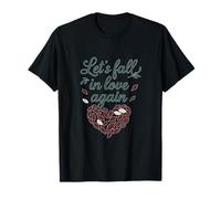 Lettres Fall in Love Again Feuille Cœur Graphique Couple Nouveauté T-Shirt