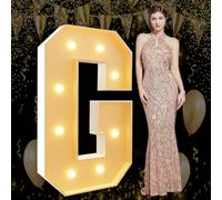 Lettres G géantes lumineuses pour chapiteau de 1,2 m - Lettres mosaïque géantes pour chapiteau - Pour anniversaire, mariage, fiançailles, décorations de fête - Cadre en mousse prédécoupée
