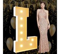 Lettres L géantes lumineuses pour chapiteau de 1 m - Lettres en mosaïque géantes pour chapiteau - Pour anniversaire, mariage, fiançailles, décorations de fête, cadre à faire soi-même