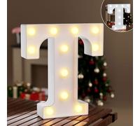 Lettres LED Alphabet, Lettre lumineuse LED avec blanc chaud et froid, Éclairage de lettres LED lumières de nuit décoration pour fête d'anniversaire, mariage, chambre d'enfant, lettre T