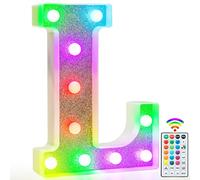 Lettres lumineuses colorées, lettres lumineuses LED à paillettes,18 couleurs changeantes,Cadeau pour filles et femmes,Décorations de fête d'anniversaire, de Noël, de décoration murale de table,L