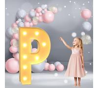 Lettres Lumineuses géantes de 3,3 Pieds for chapiteau: Lettres Lumineuses à LED Robustes, Blanc Chaud, for décoration de fête, Mariage et Anniversaire.(Letter P,3.3ft)