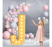 Lettres Lumineuses géantes de 3,3 Pieds for chapiteau: Lettres Lumineuses à LED Robustes, Blanc Chaud, for décoration de fête, Mariage et Anniversaire.(Letter J,4ft)