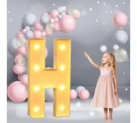 Lettres Lumineuses géantes de 3,3 Pieds for chapiteau: Lettres Lumineuses à LED Robustes, Blanc Chaud, for décoration de fête, Mariage et Anniversaire.(Letter H,4ft)