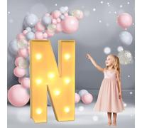 Lettres Lumineuses géantes de 3,3 Pieds for chapiteau: Lettres Lumineuses à LED Robustes, Blanc Chaud, for décoration de fête, Mariage et Anniversaire.(Letter N,3.3ft)