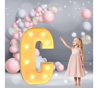 Lettres Lumineuses géantes de 3,3 Pieds for chapiteau: Lettres Lumineuses à LED Robustes, Blanc Chaud, for décoration de fête, Mariage et Anniversaire.(Letter C,4ft)