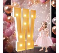 Lettres lumineuses I de 1 m de haut, grandes lettres de marque, cadre de ballon en mosaïque, lettres for fiançailles, décorations de mariage, décoration de fond de fête d'anniversaire(Letter W)