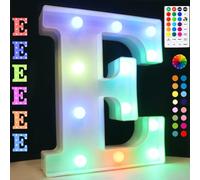 Lettres lumineuses LED colorées pour chapiteau, 18 couleurs changeantes avec minuterie à distance pour veilleuse, chambre de fille, mariage, fête d'anniversaire, décoration de Noël, maison, bar - E
