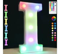 Lettres lumineuses LED colorées pour chapiteau,18 couleurs changeantes,Lettres de l'alphabet,Avec minuterie à distance,Pour éclairage de nuit, de mariage, d'anniversaire, de Noël, de bar,Colorées I
