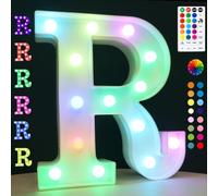 Lettres lumineuses LED colorées pour chapiteau,18 lettres de l'alphabet changeantes de couleurs avec minuterie à distance,Pour éclairage de nuit, mariage, fête d'anniversaire, Noël, bar,Coloré R
