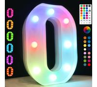 Lettres Lumineuses Led Colorées Pour Chapiteau,18 Lettres De L'alphabet Changeantes De Couleurs Avec Minuterie À Distance,Pour Éclairage De Nuit, Mariage, Fête D'anniversaire, Noël, Bar,Coloré O