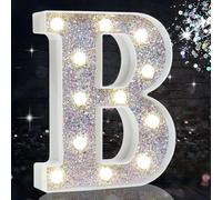 Lettres Lumineuses Led Pour Chapiteau,Lettres De L'alphabet Argentées À Paillettes,Alimentées Par Piles Pour Veilleuse,Pour Fête D'anniversaire, Mariage, De Noël, Lettre B Argentée