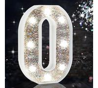 Lettres Lumineuses Led Pour Chapiteau,Lettres De L'alphabet Argentées À Paillettes,Alimentées Par Piles Pour Veilleuse,Pour Fête D'anniversaire, Mariage, De Noël, Lettre O Argentée