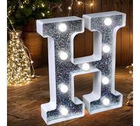 Lettres lumineuses LED pour tente - Lettres lumineuses avec paillettes argentées, alimentées par piles, éclairage de nuit pour fêtes d'anniversaire, mariages, décoration de la maison, fête prénatale