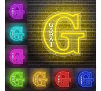 Lettres Lumineuses Néon Alphabet Personnalisée avec Nom,Lumineux Lampe LED Lettre Enseigne Lumineuse Personnalisable pour Fête Anniversaire Mariage Noël Maison Bar Décoration Idee Cadeau,G