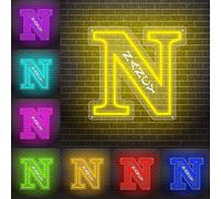 Lettres Lumineuses Néon Alphabet Personnalisée avec Nom,Lumineux Lampe LED Lettre Enseigne Lumineuse Personnalisable pour Fête Anniversaire Mariage Noël Maison Bar Décoration Idee Cadeau,N